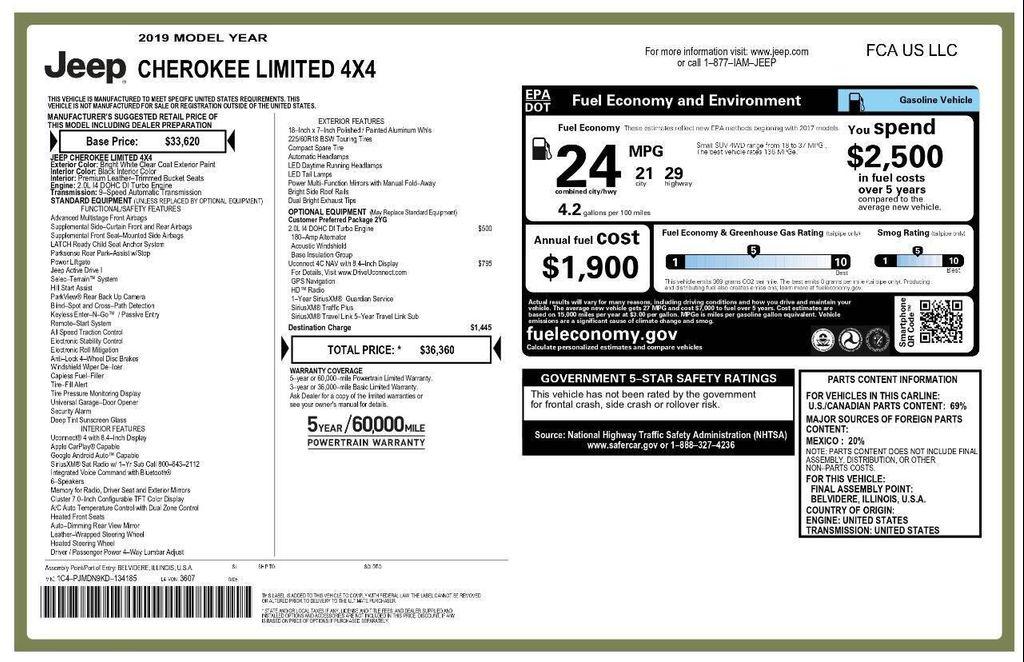 used 2019 Jeep Cherokee car, priced at $16,995