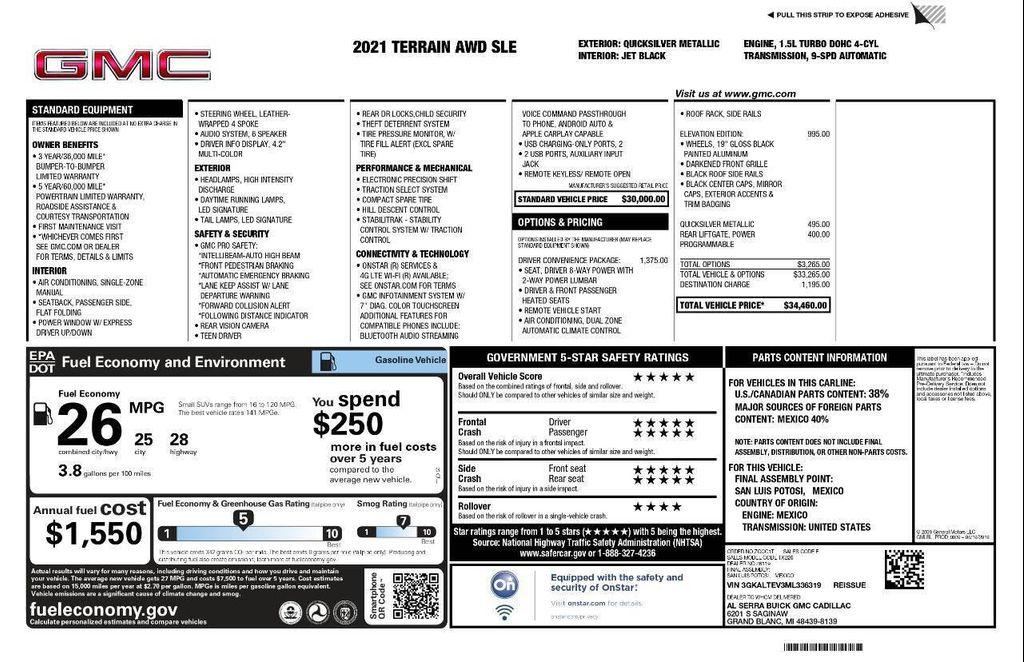 used 2021 GMC Terrain car, priced at $17,495