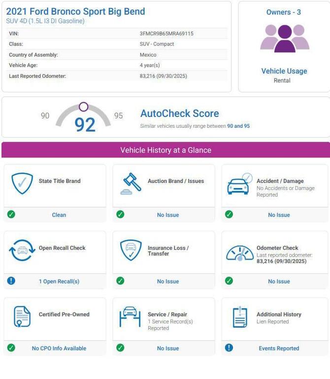 used 2021 Ford Bronco Sport car, priced at $18,975