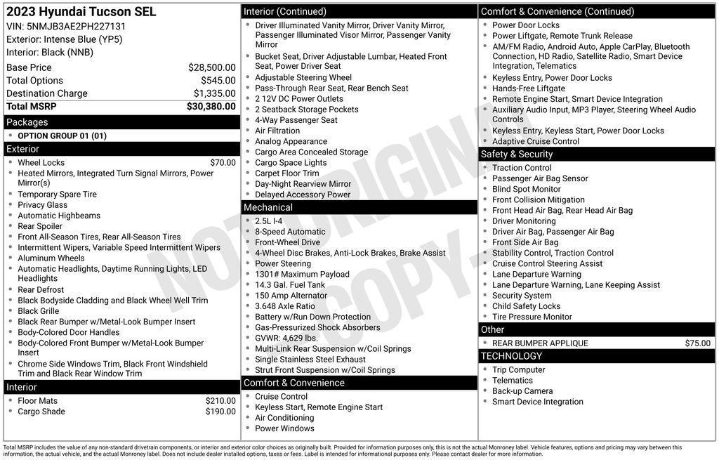 used 2023 Hyundai Tucson car, priced at $18,416