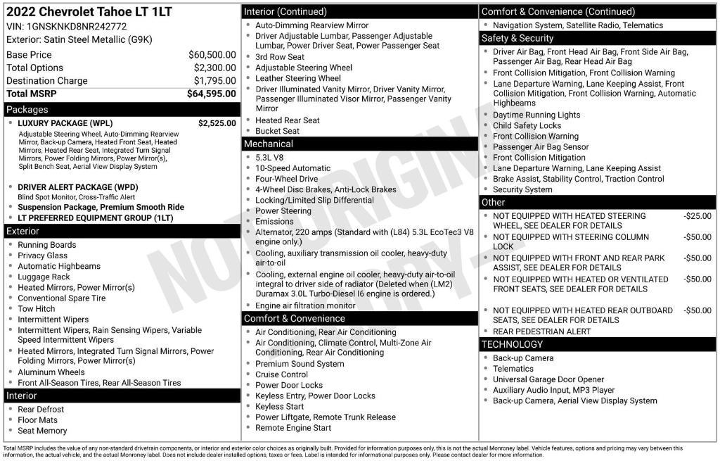 used 2022 Chevrolet Tahoe car, priced at $40,900