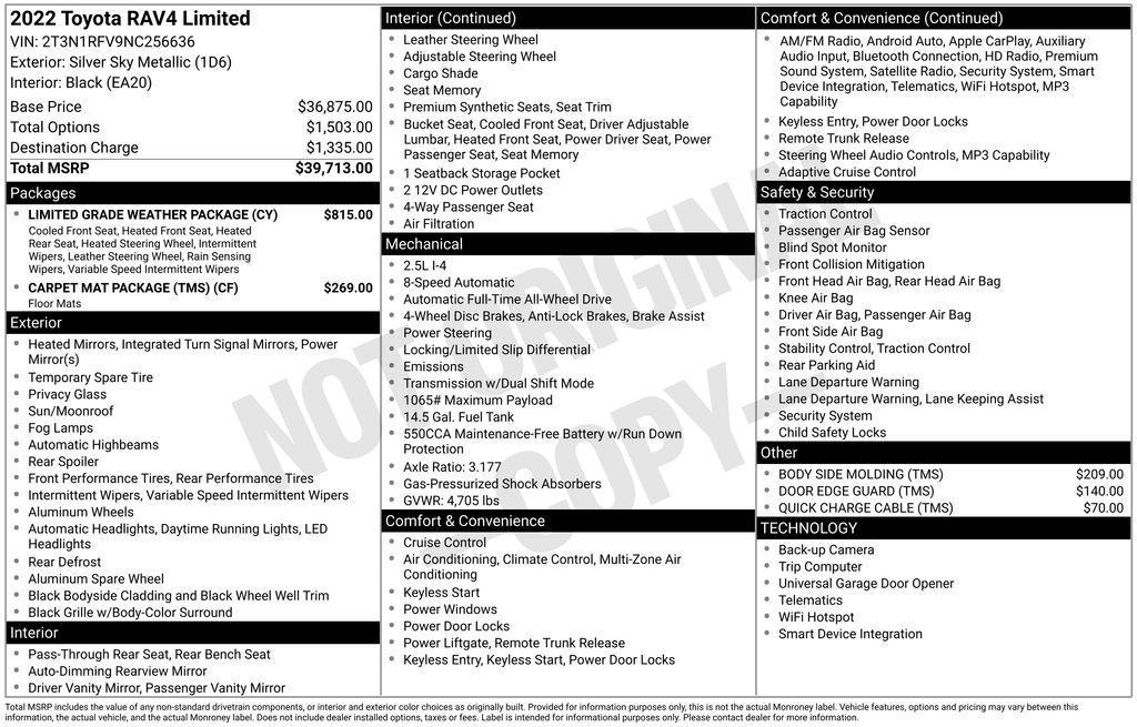 used 2022 Toyota RAV4 car, priced at $33,794