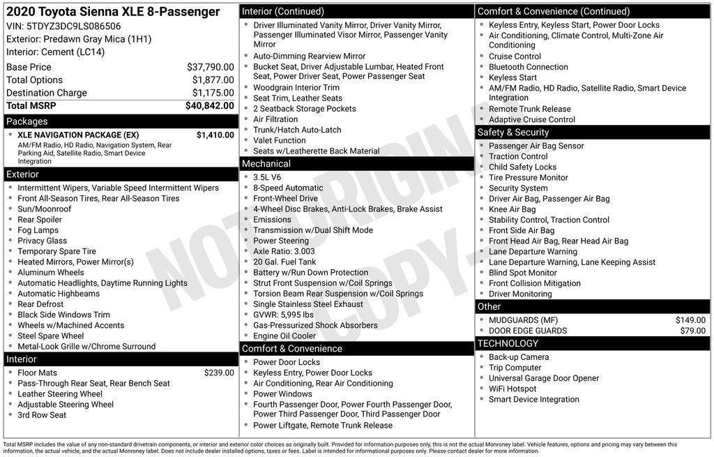 used 2020 Toyota Sienna car, priced at $30,995