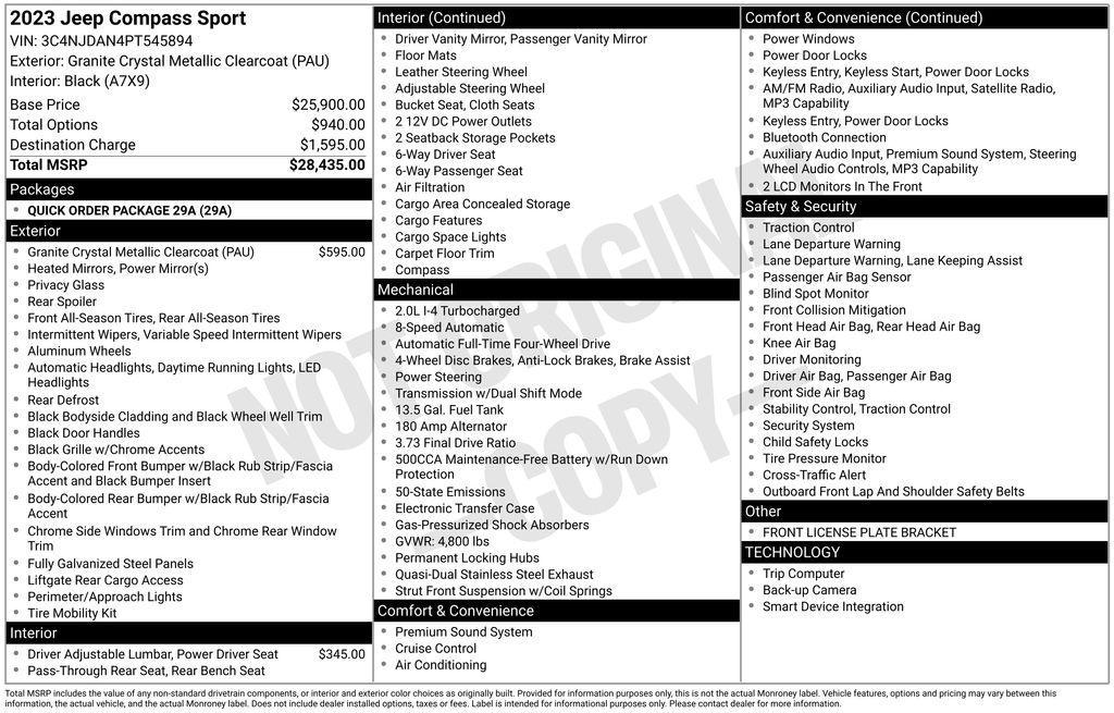 used 2023 Jeep Compass car, priced at $22,294