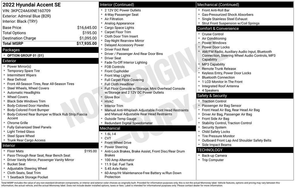 used 2022 Hyundai Accent car, priced at $12,895