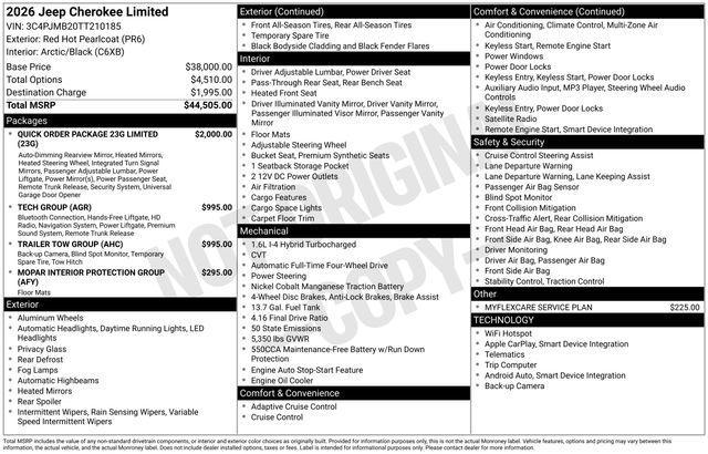 new 2026 Jeep Cherokee car, priced at $40,789