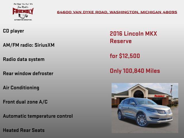 used 2016 Lincoln MKX car, priced at $12,500