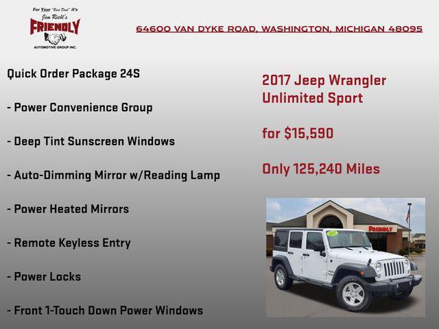 used 2017 Jeep Wrangler Unlimited car, priced at $15,590