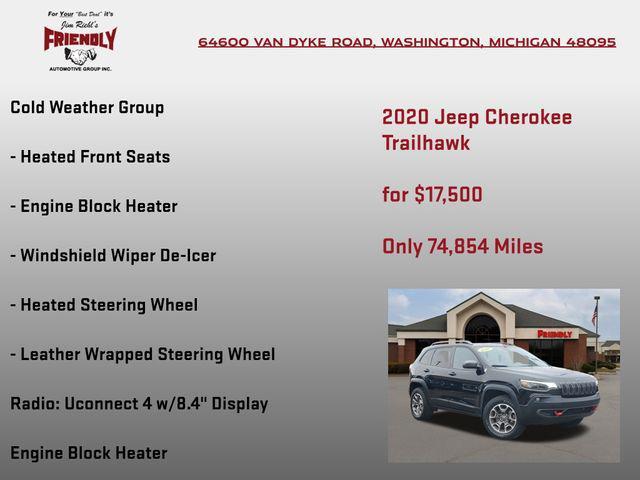 used 2020 Jeep Cherokee car, priced at $17,500
