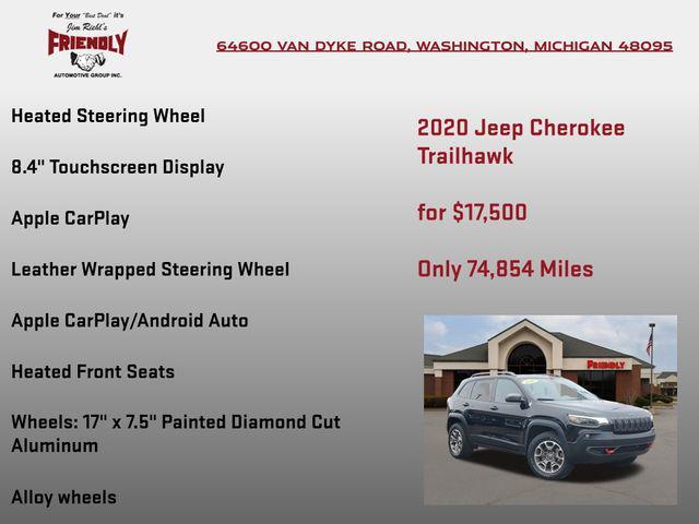 used 2020 Jeep Cherokee car, priced at $17,500