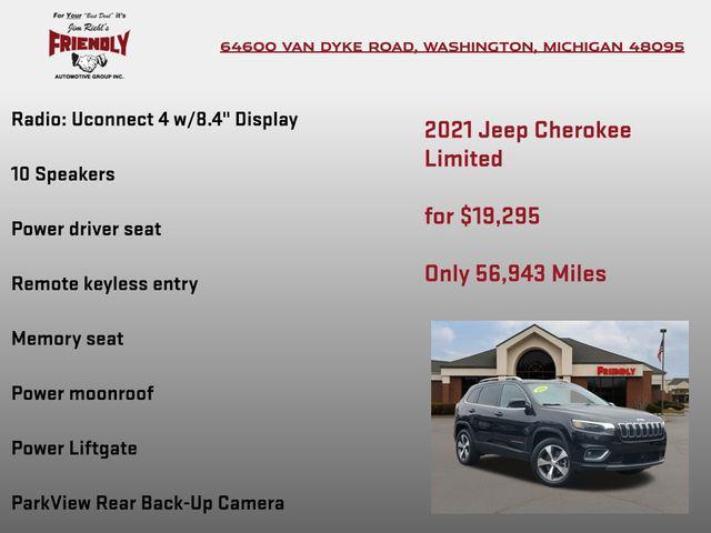 used 2021 Jeep Cherokee car, priced at $19,295