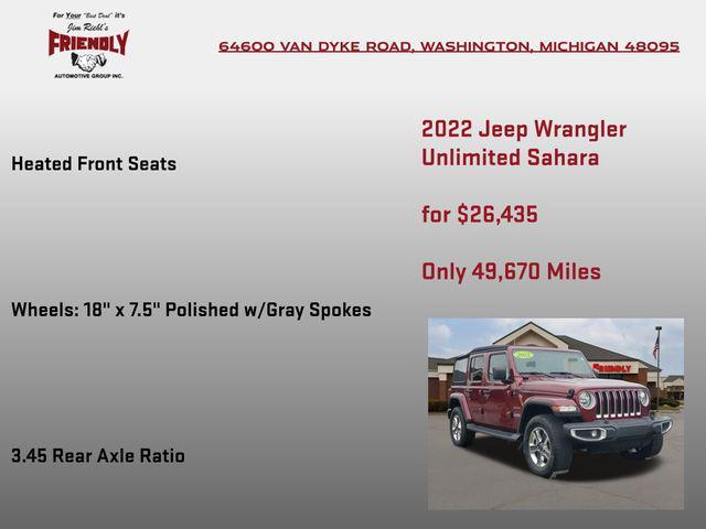 used 2022 Jeep Wrangler Unlimited car, priced at $26,435