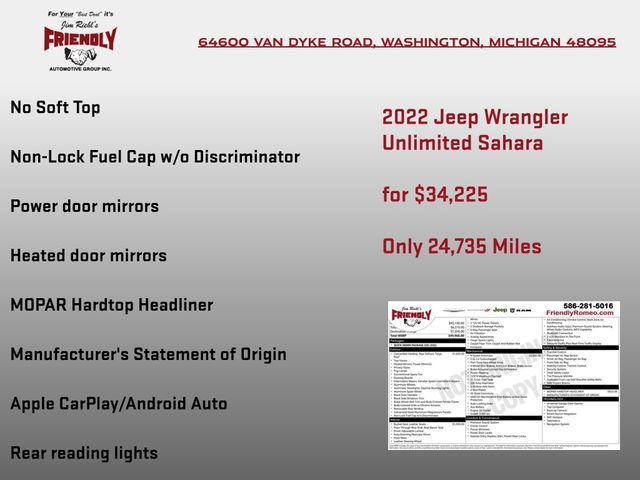 used 2022 Jeep Wrangler Unlimited car, priced at $34,225