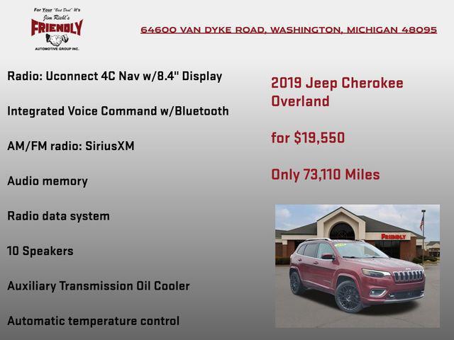 used 2019 Jeep Cherokee car, priced at $19,550