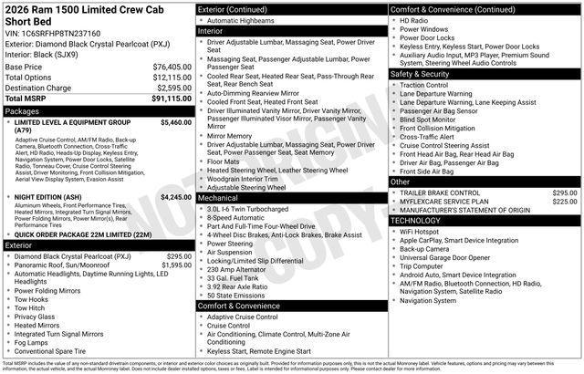 new 2026 Ram 1500 car, priced at $77,853