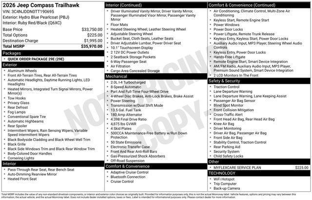 new 2026 Jeep Compass car, priced at $29,890