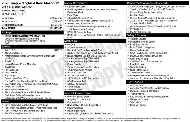 new 2026 Jeep Wrangler car, priced at $77,279