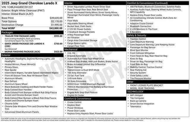 new 2025 Jeep Grand Cherokee car, priced at $35,354