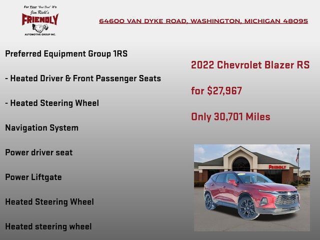 used 2022 Chevrolet Blazer car, priced at $27,967