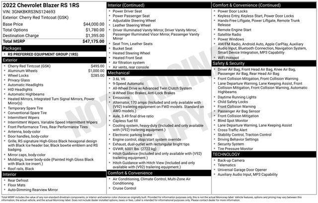 used 2022 Chevrolet Blazer car, priced at $29,490