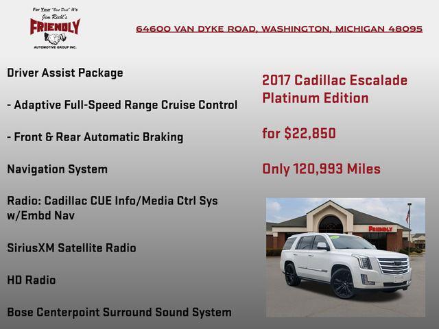 used 2017 Cadillac Escalade car, priced at $22,850