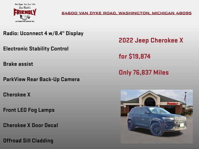 used 2022 Jeep Cherokee car, priced at $19,874