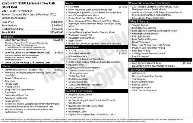 new 2026 Ram 1500 car, priced at $62,251