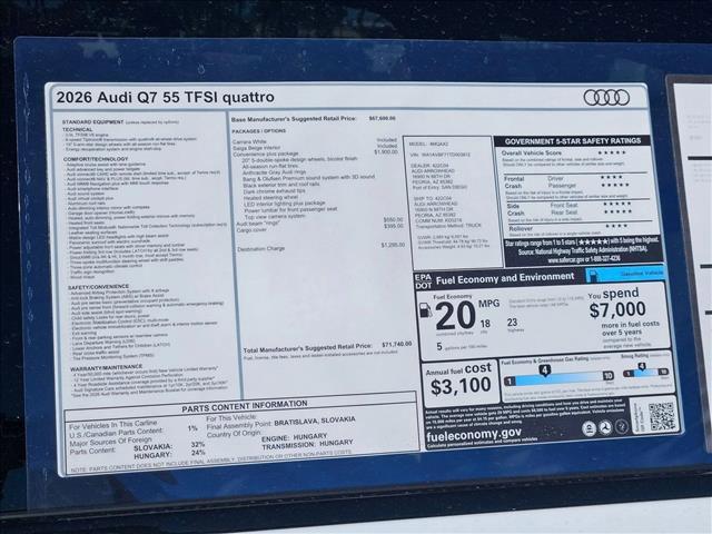 new 2026 Audi Q7 car, priced at $71,740