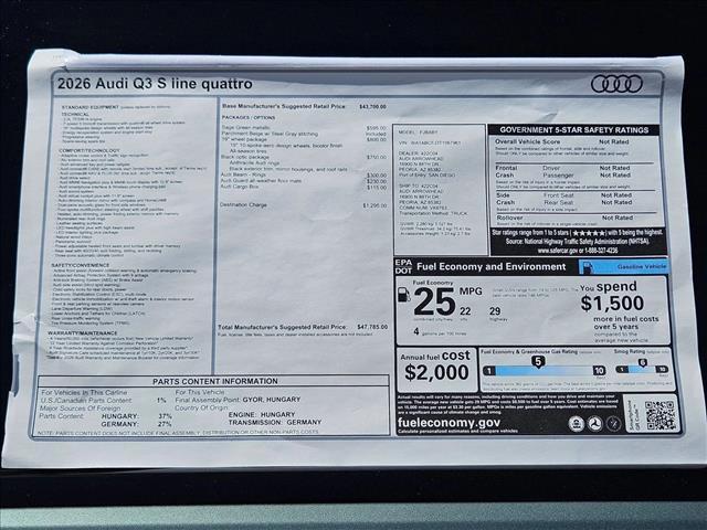 new 2026 Audi Q3 car, priced at $48,584