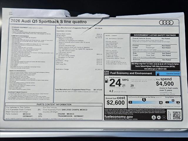 new 2026 Audi Q5 Sportback car, priced at $62,269