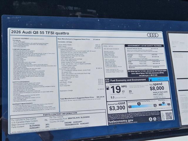 new 2026 Audi Q8 car, priced at $86,225