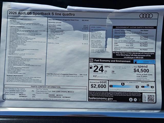 new 2026 Audi Q5 Sportback car, priced at $59,909