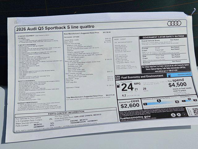 new 2026 Audi Q5 Sportback car, priced at $63,674