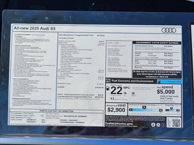 new 2025 Audi S5 car, priced at $66,495