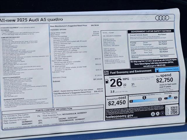 new 2025 Audi A5 car, priced at $51,920