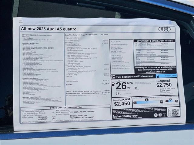 new 2025 Audi A5 car, priced at $52,095
