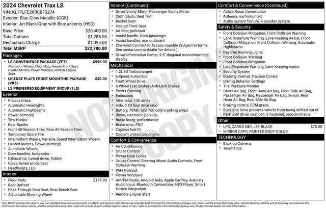 used 2024 Chevrolet Trax car, priced at $20,333