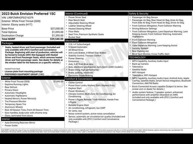 used 2023 Buick Envision car, priced at $26,171