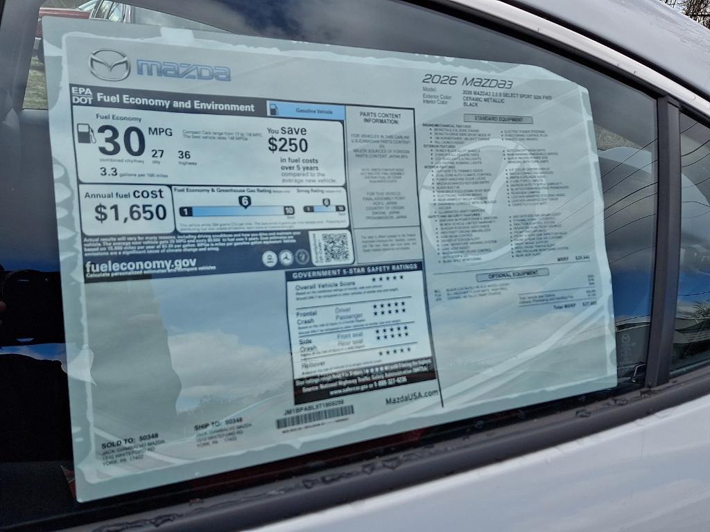 new 2026 Mazda Mazda3 car, priced at $25,383