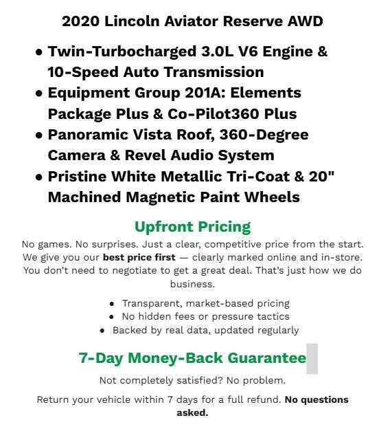 used 2020 Lincoln Aviator car, priced at $30,797