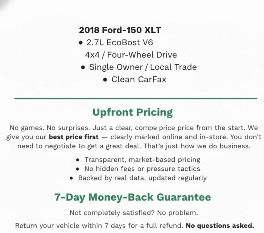 used 2018 Ford F-150 car, priced at $17,979