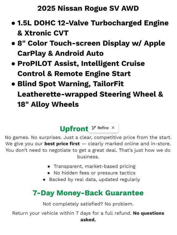 used 2025 Nissan Rogue car, priced at $23,935