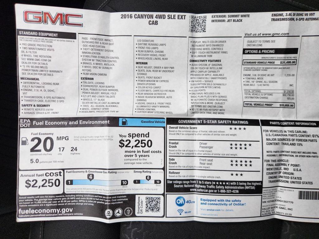 used 2016 GMC Canyon car, priced at $18,915