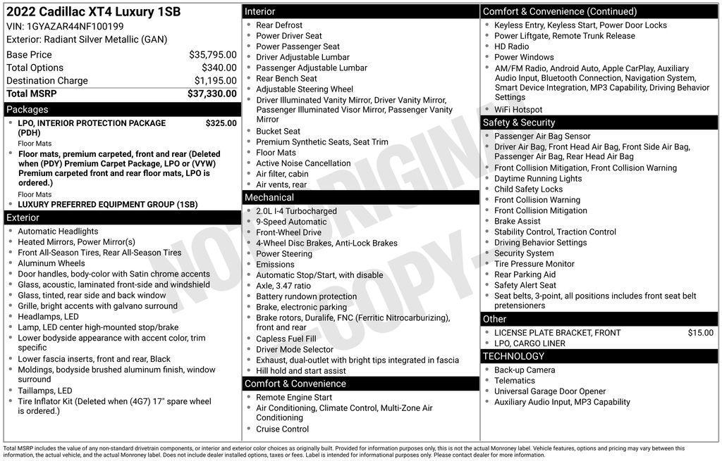 used 2022 Cadillac XT4 car, priced at $22,271