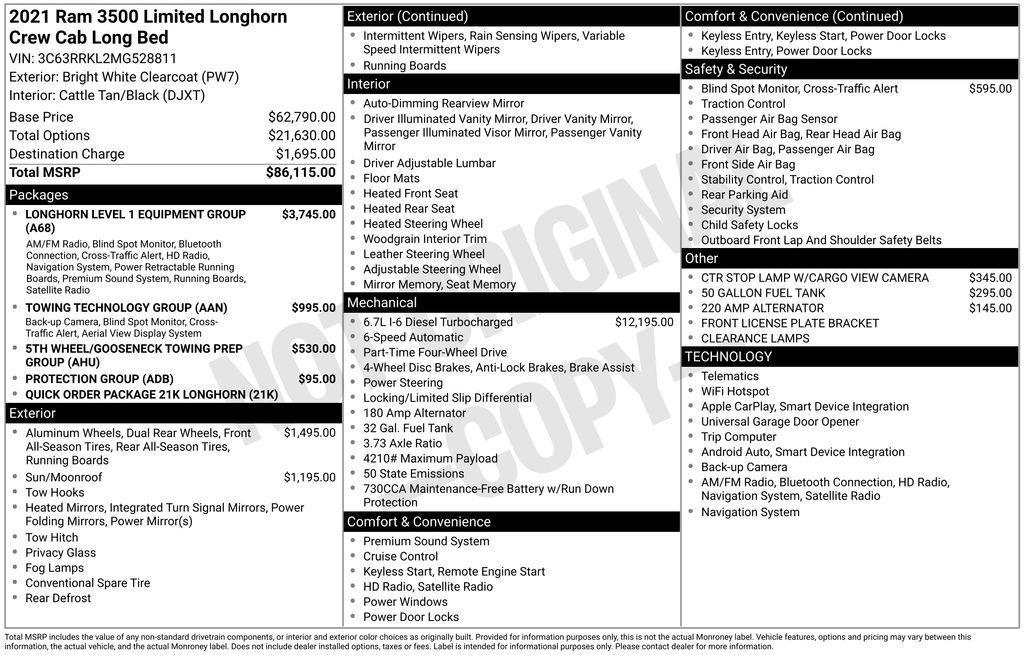 used 2021 Ram 3500 car, priced at $57,507