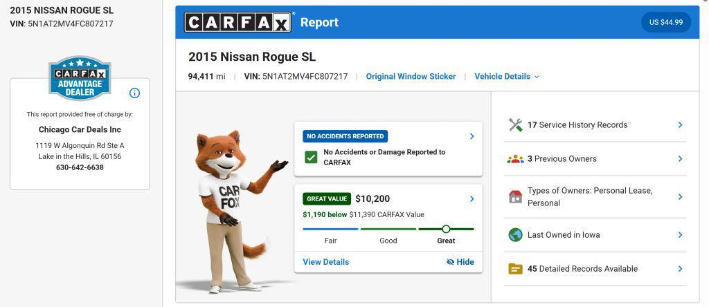 used 2015 Nissan Rogue car, priced at $11,700