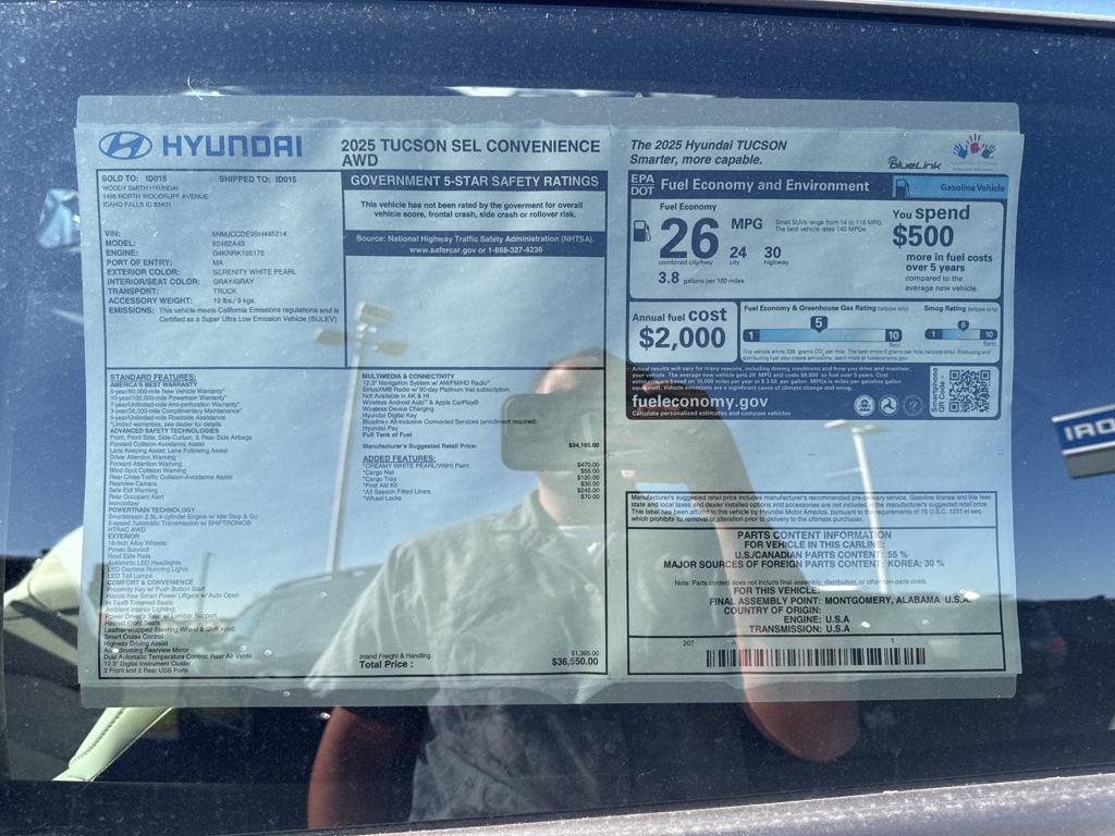 new 2025 Hyundai Tucson car, priced at $36,550