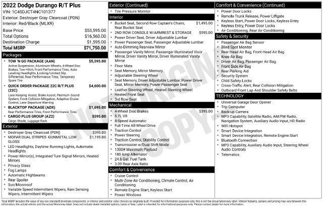used 2022 Dodge Durango car, priced at $33,798