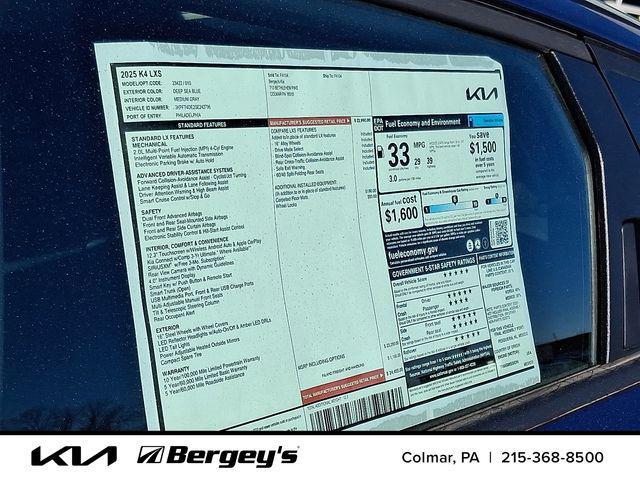 new 2025 Kia K4 car, priced at $23,948