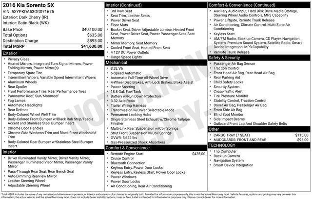 used 2016 Kia Sorento car, priced at $9,890